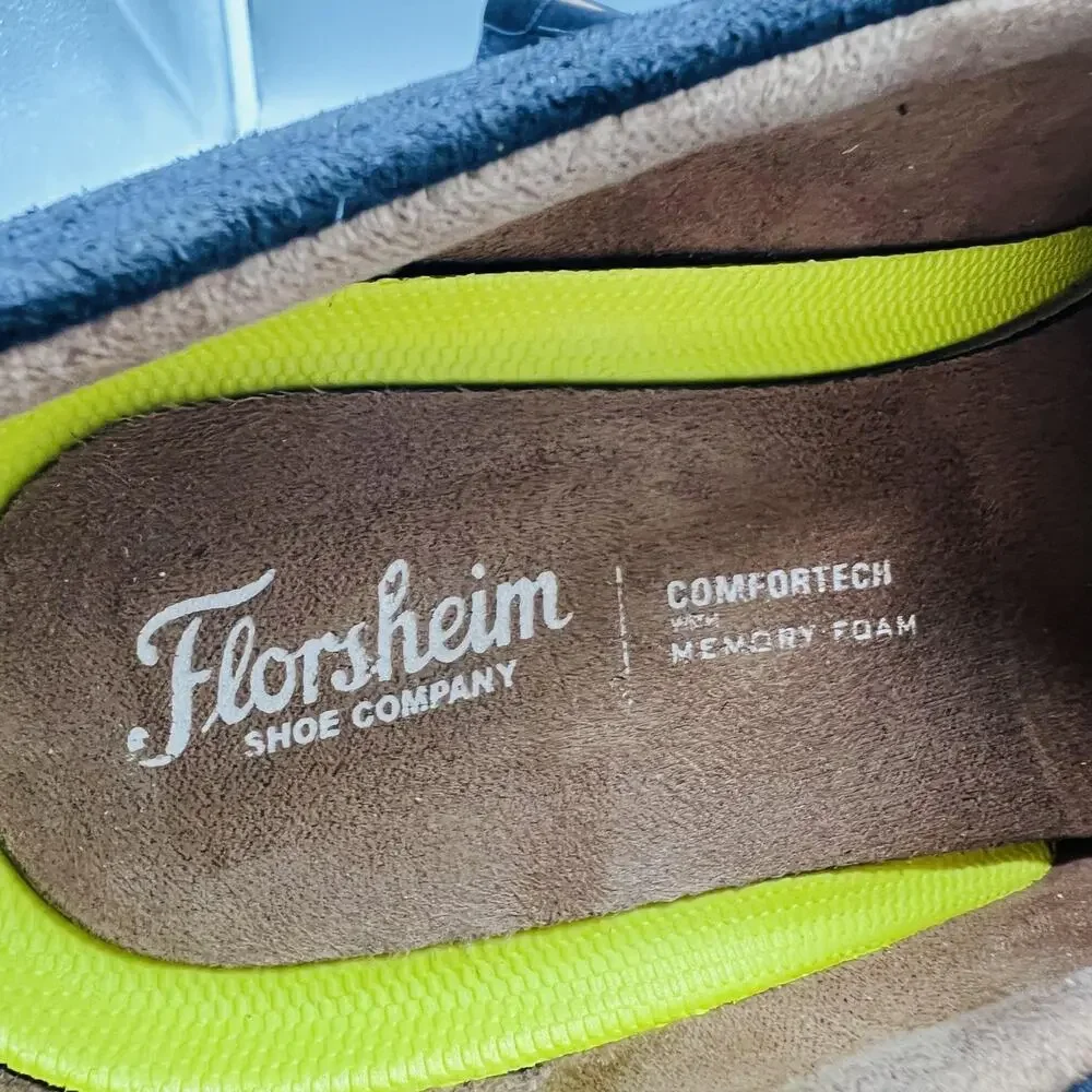 Florsheim Shoes Mens 12 Blue Suede Comfortech Bit Loafers Slip On Casual Comfort